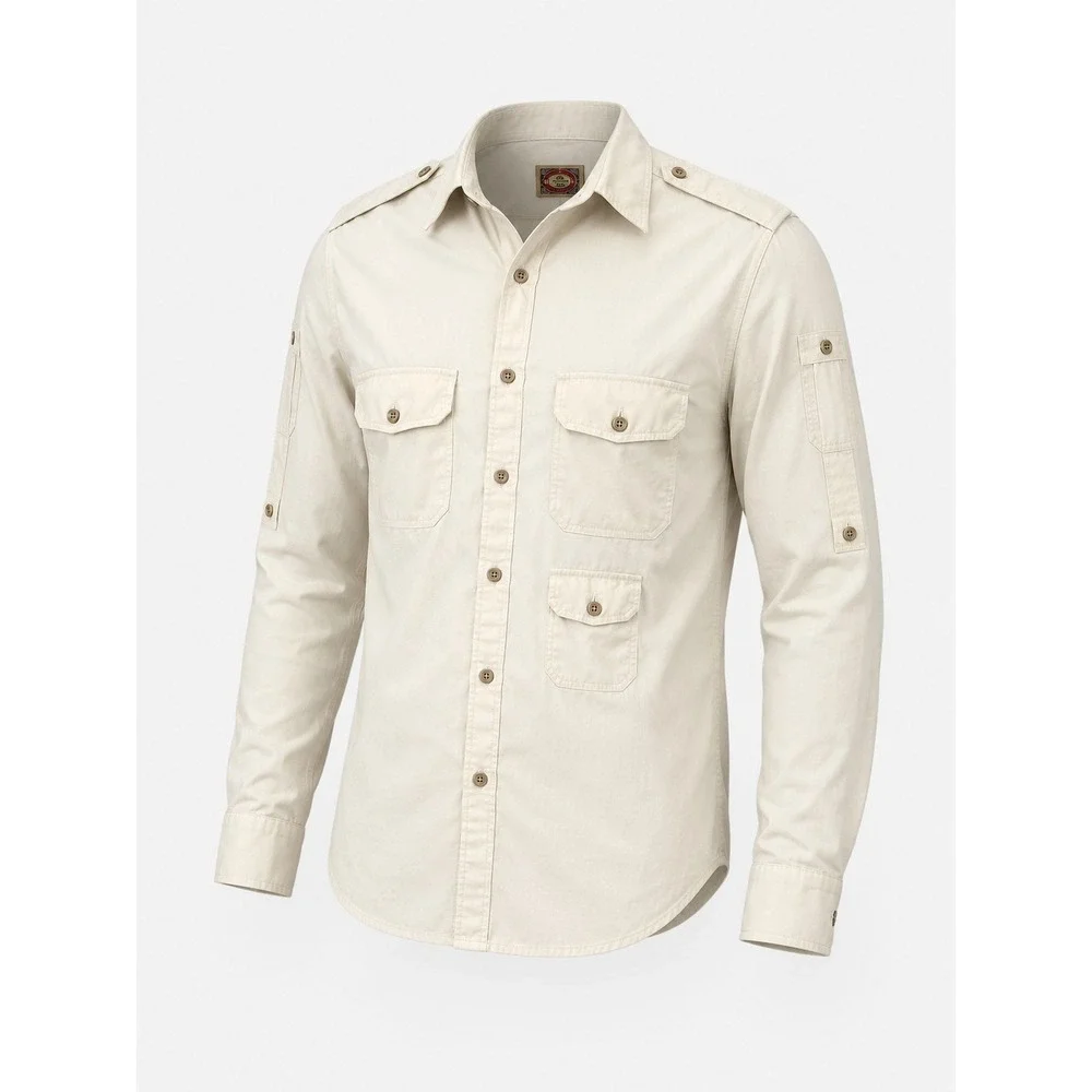 Vintage Banana Republic Safari Shirt Mens L Mill Valley Cotton Roll Tab Sleeve